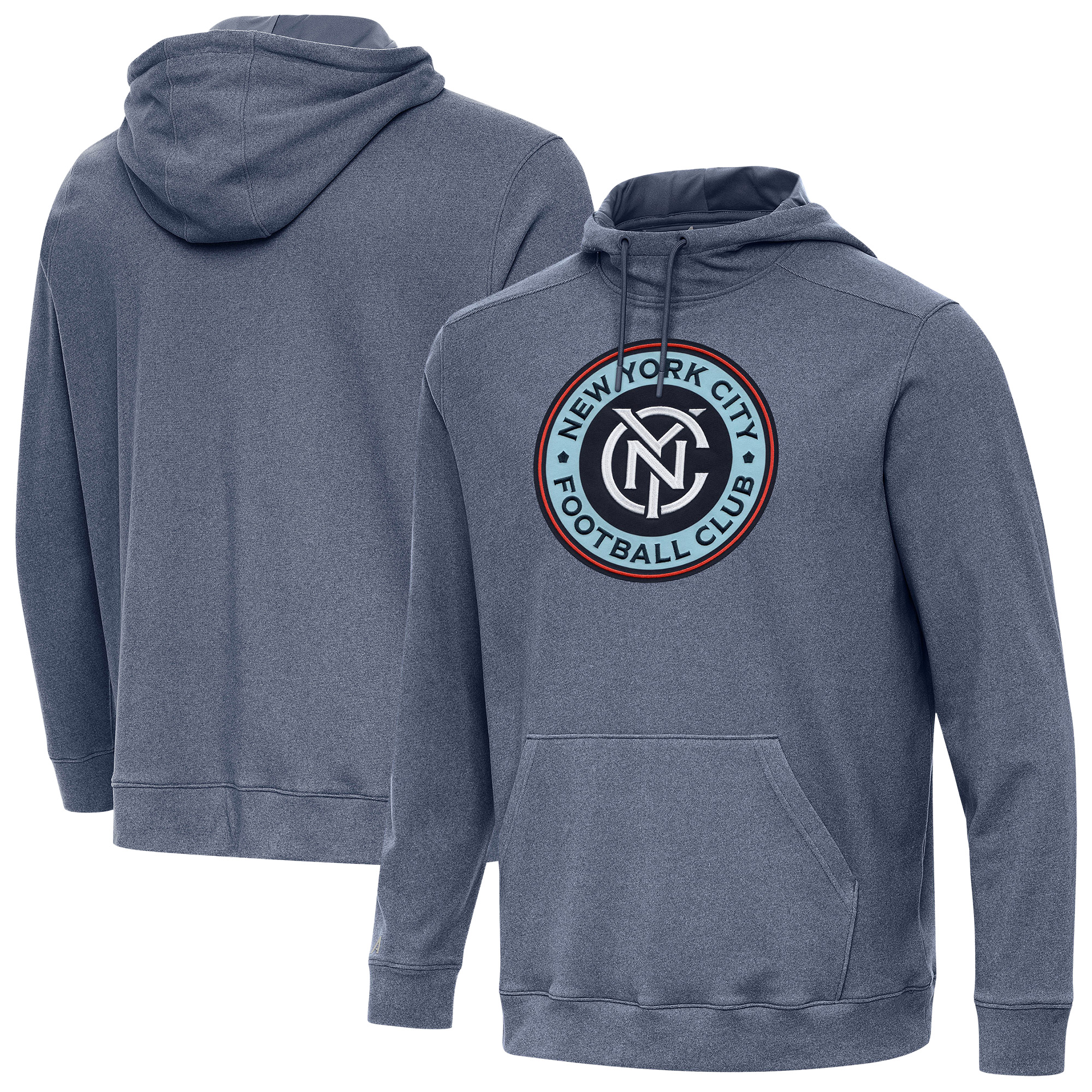 Men's Antigua Heather Navy New York City FC Cloud Pullover Hoodie