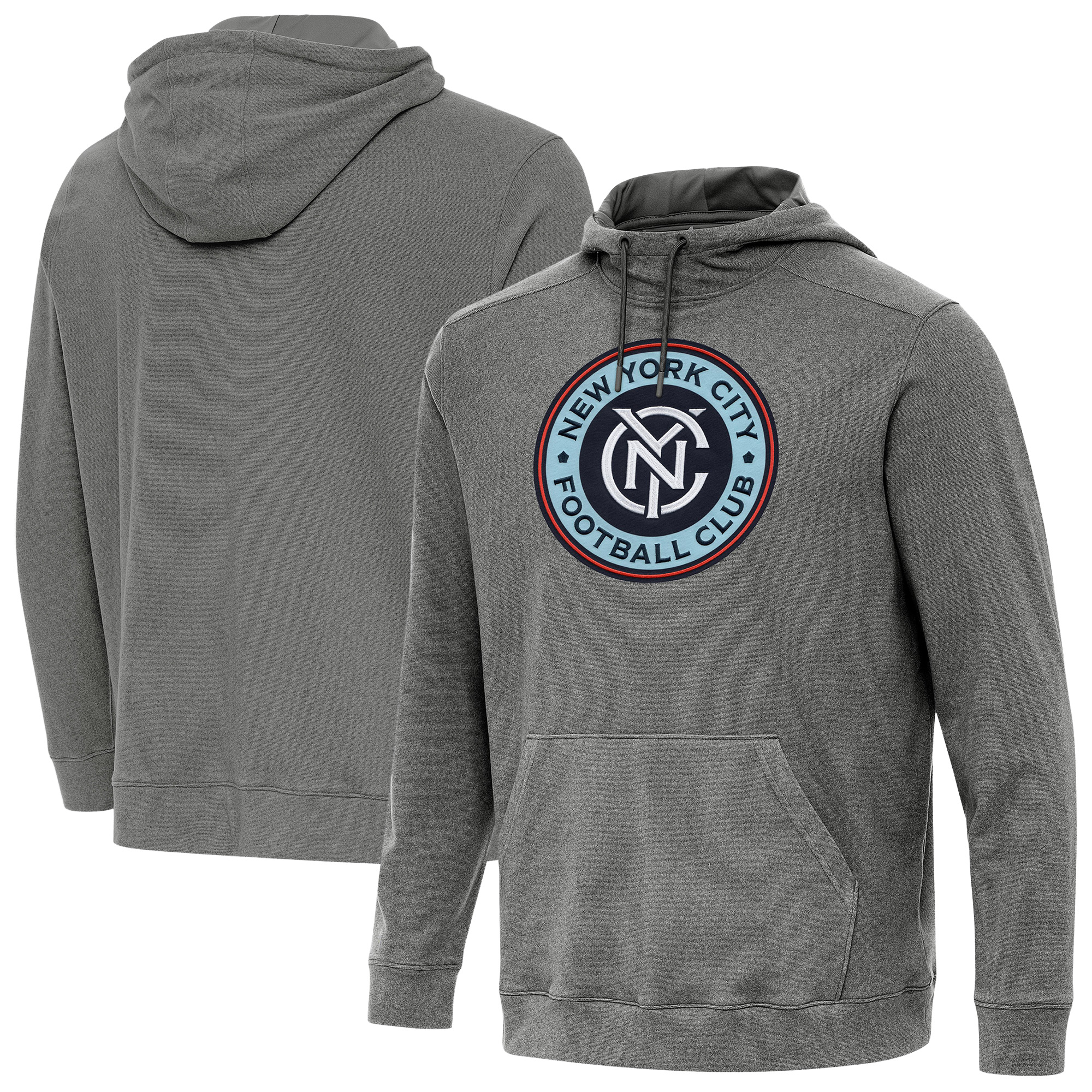 Men’s Antigua Heather Black New York City FC Cloud Pullover Hoodie Men’s Antigua Heather Black New York City FC Cloud Pullover Hoodie
