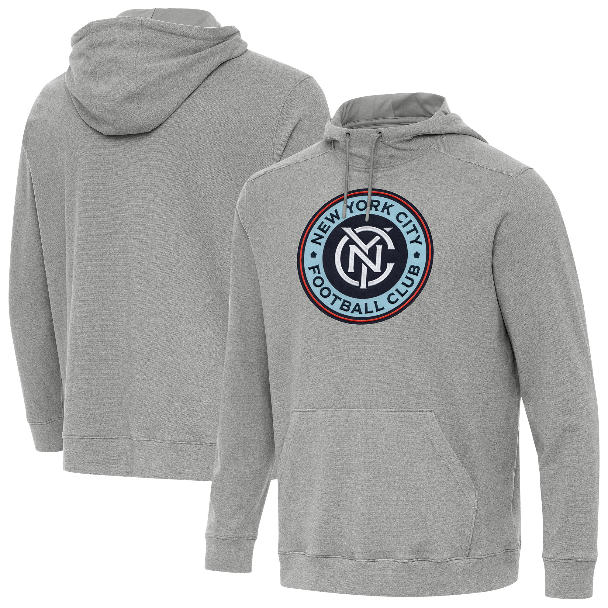 Men’s Antigua Heather Gray New York City FC Cloud Pullover Hoodie Men’s Antigua Heather Gray New York City FC Cloud Pullover Hoodie