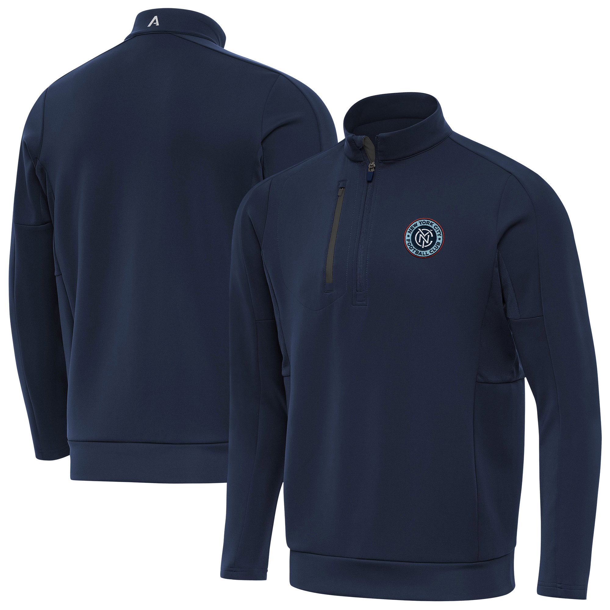 Men’s Antigua Navy New York City FC Fortune Quarter-Zip Pullover Men’s Antigua Navy New York City FC Fortune Quarter-Zip Pullover