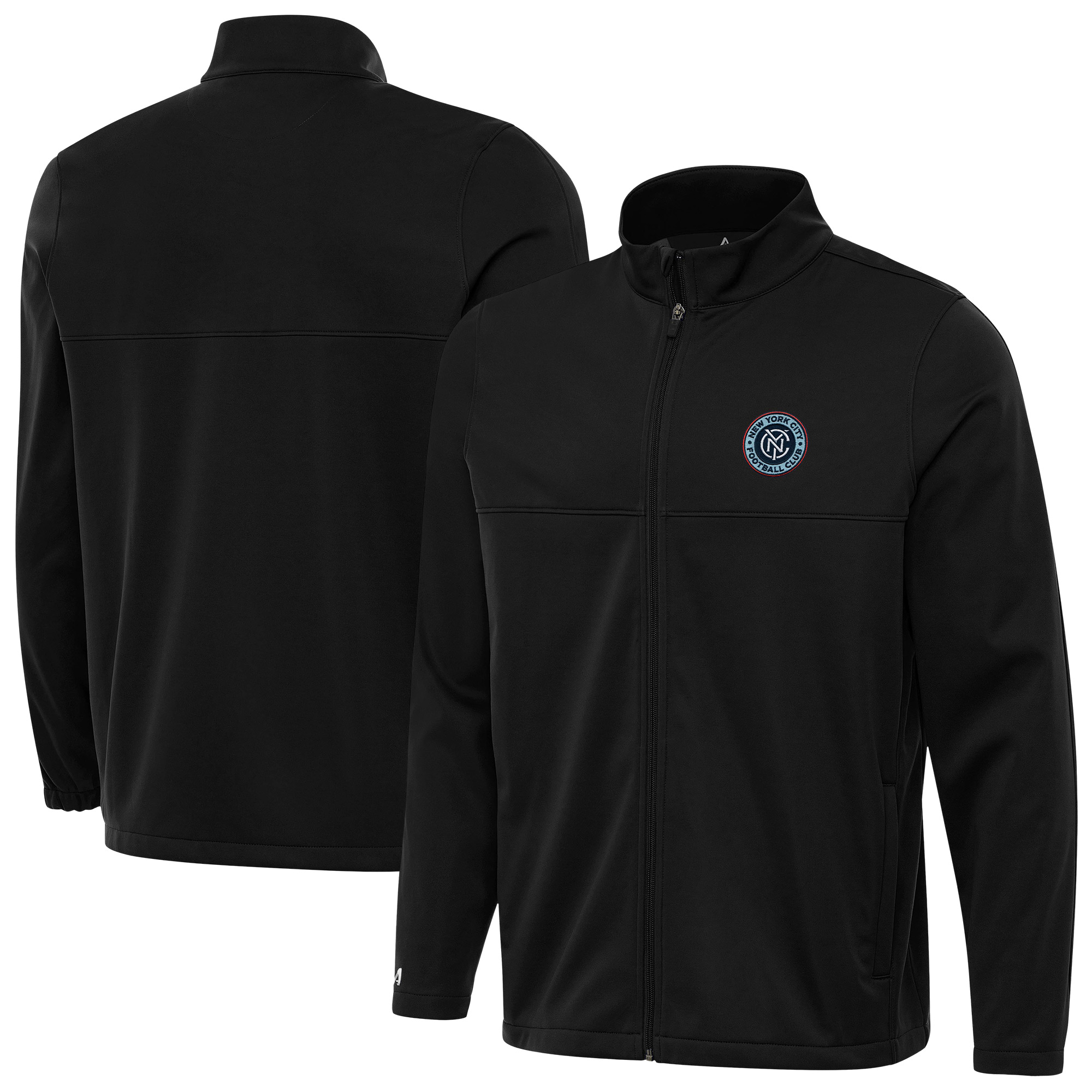 Men’s Antigua Black New York City FC Links 2 Full-Zip Golf Jacket Men’s Antigua Black New York City FC Links 2 Full-Zip Golf Jacket