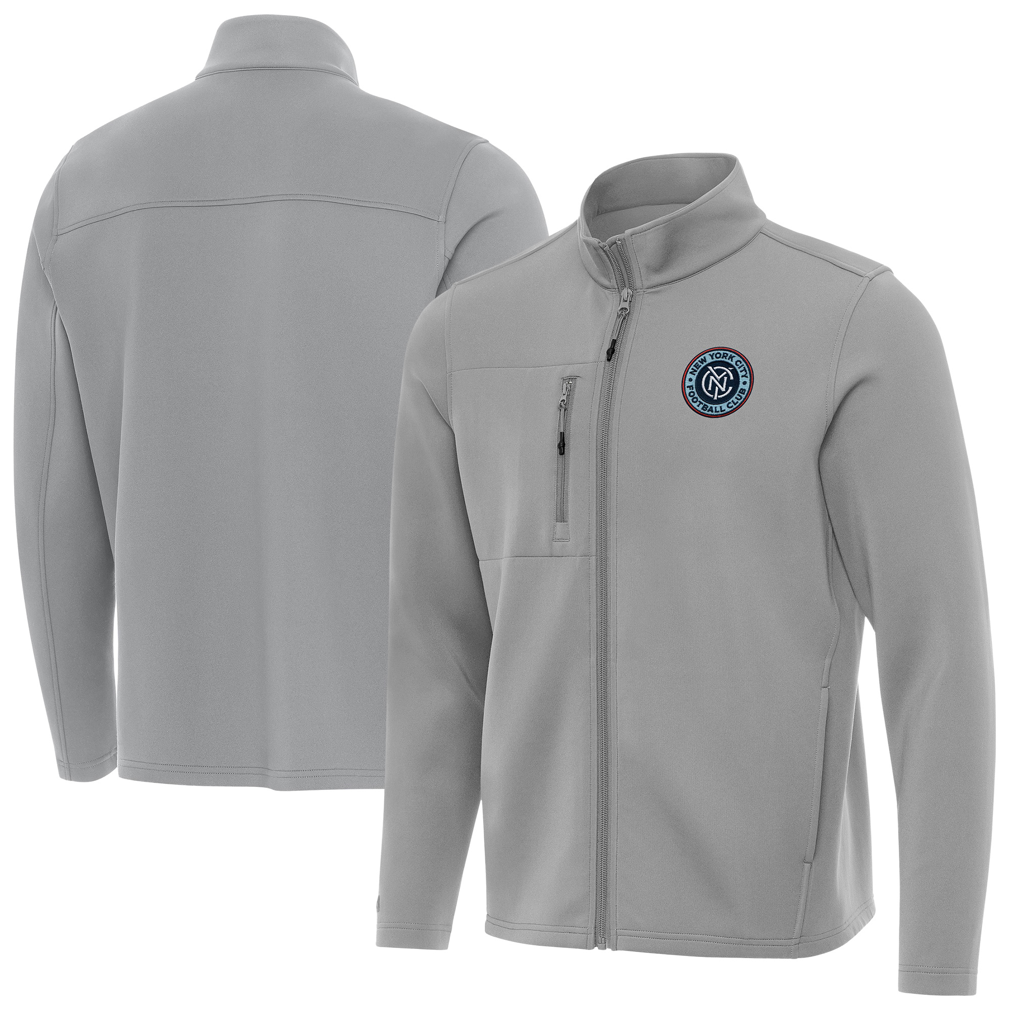 Men’s Antigua Gray New York City FC Objection Full-Zip Jacket Men’s Antigua Gray New York City FC Objection Full-Zip Jacket