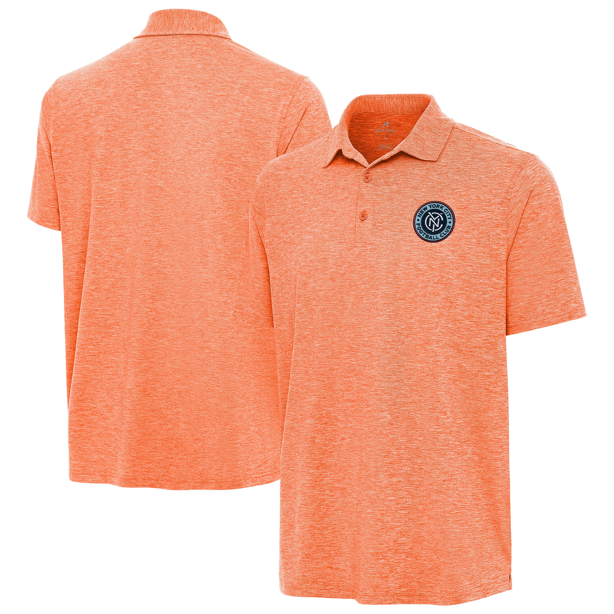 Men’s Antigua Heather Orange New York City FC Par 3 Polo Men’s Antigua Heather Orange New York City FC Par 3 Polo