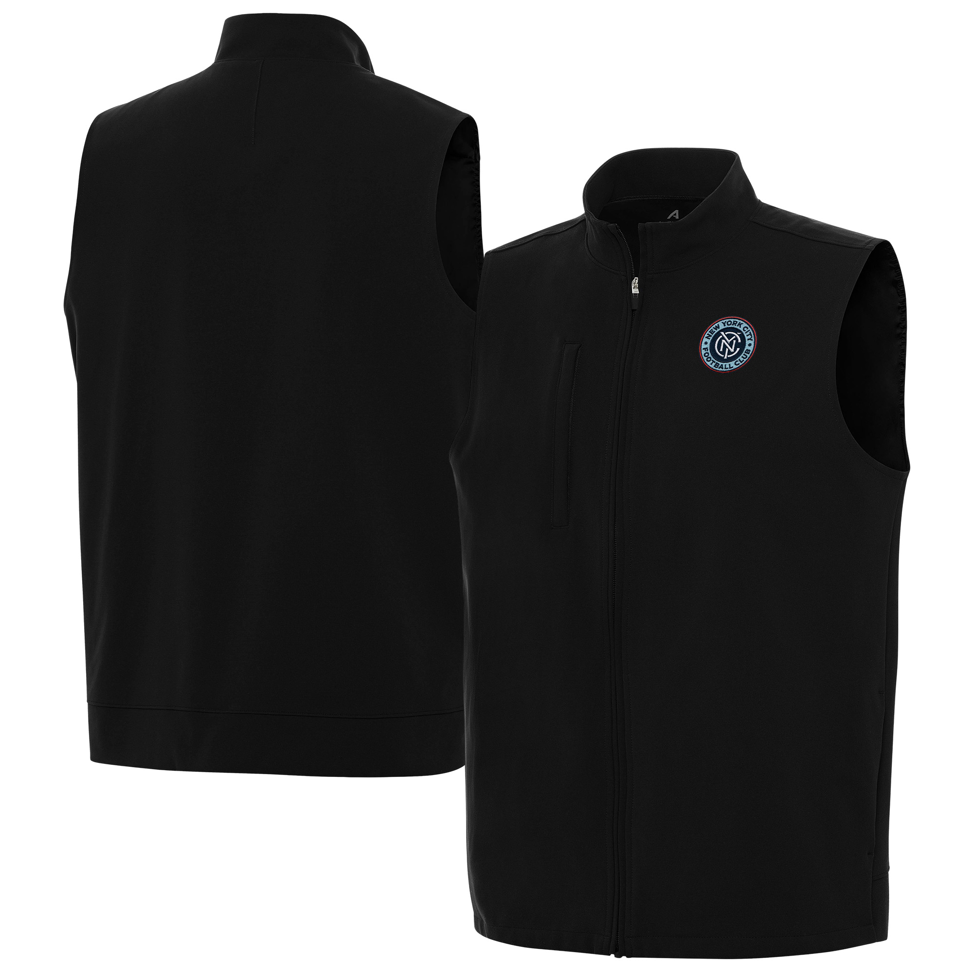 Men’s Antigua Black New York City FC Regard Full-Zip Vest Men’s Antigua Black New York City FC Regard Full-Zip Vest