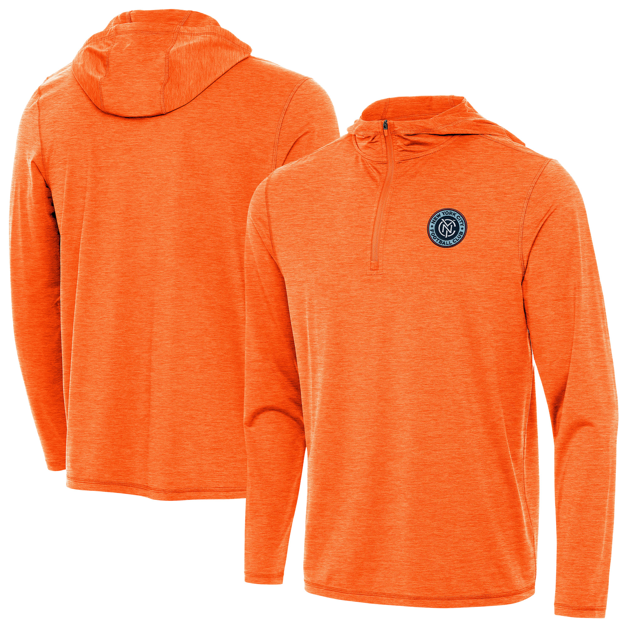 Men’s Antigua Heather Orange New York City FC Tidy Quarter-Zip Pullover Hoodie Men’s Antigua Heather Orange New York City FC Tidy Quarter-Zip Pullover Hoodie