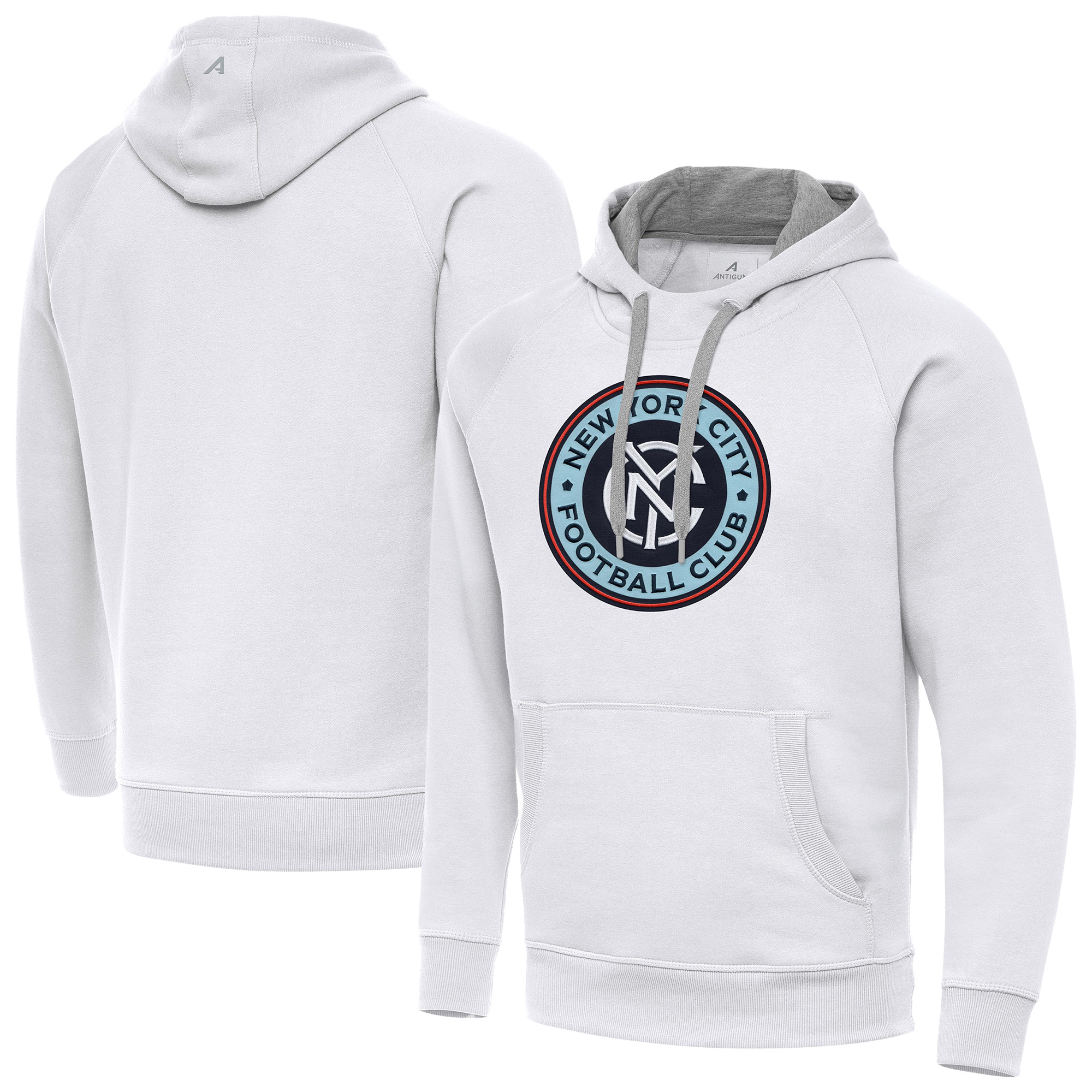 Men’s Antigua White New York City FC Victory Fleece Raglan Pullover Hoodie Men’s Antigua White New York City FC Victory Fleece Raglan Pullover Hoodie