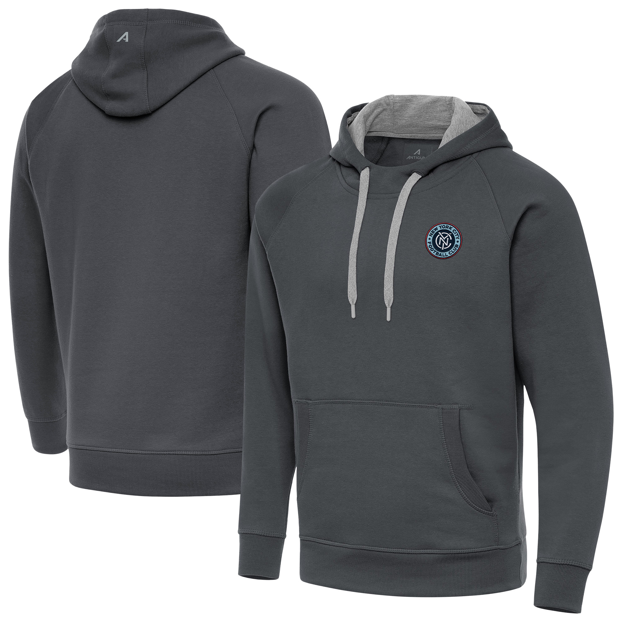 Men’s Antigua Charcoal New York City FC Victory Fleece Raglan Pullover Hoodie Men’s Antigua Charcoal New York City FC Victory Fleece Raglan Pullover Hoodie