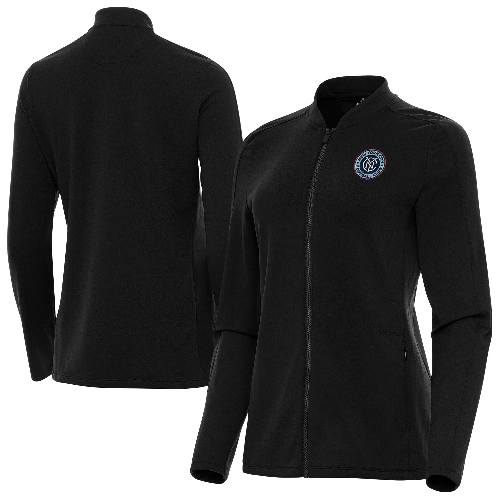 Women's Antigua  Black New York City FC Continual Full-Zip Jacket