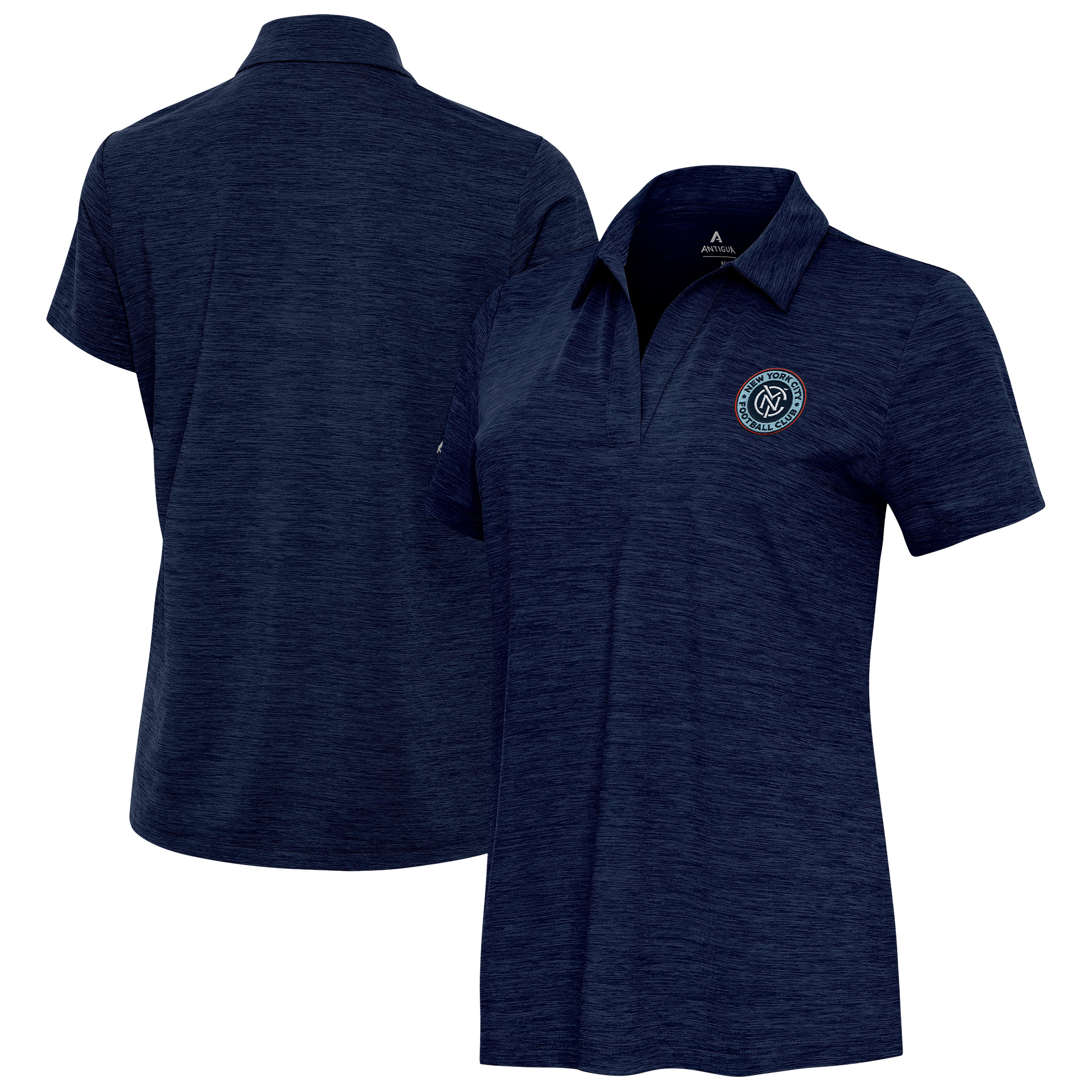 Women’s Antigua Heather Navy New York City FC Layout V-Neck Polo Women’s Antigua Heather Navy New York City FC Layout V-Neck Polo