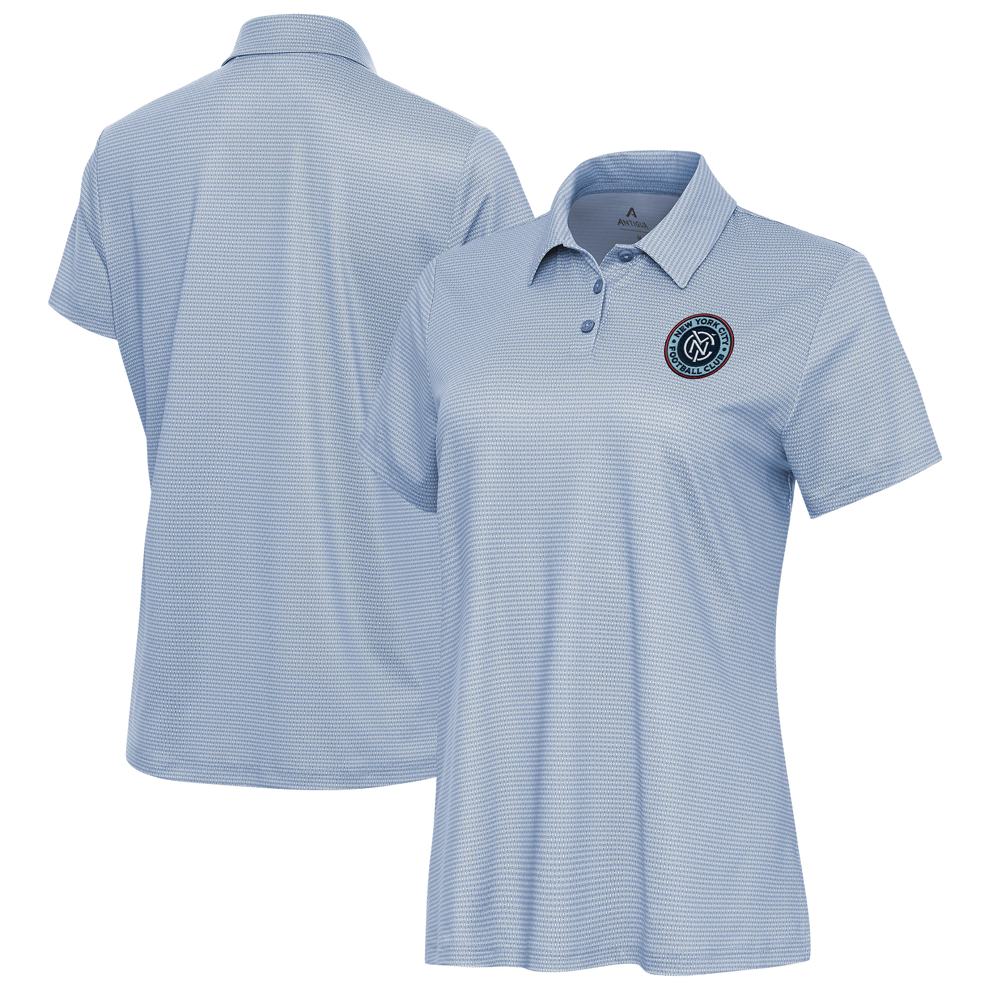Women’s Antigua White/Aqua New York City FC Rings Polo Women’s Antigua White/Aqua New York City FC Rings Polo