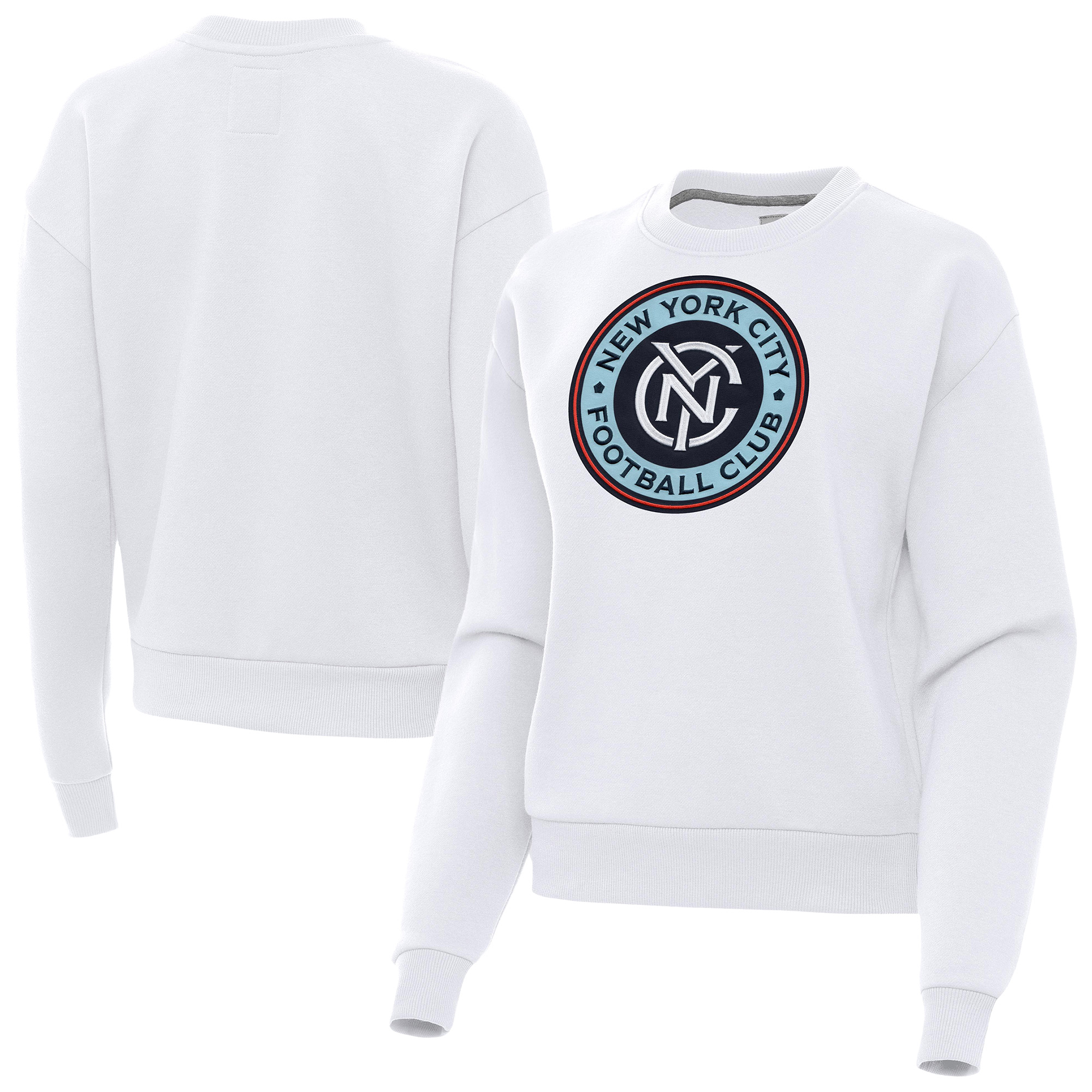 Women’s Antigua White New York City FC Victory Pullover Sweatshirt Women’s Antigua White New York City FC Victory Pullover Sweatshirt