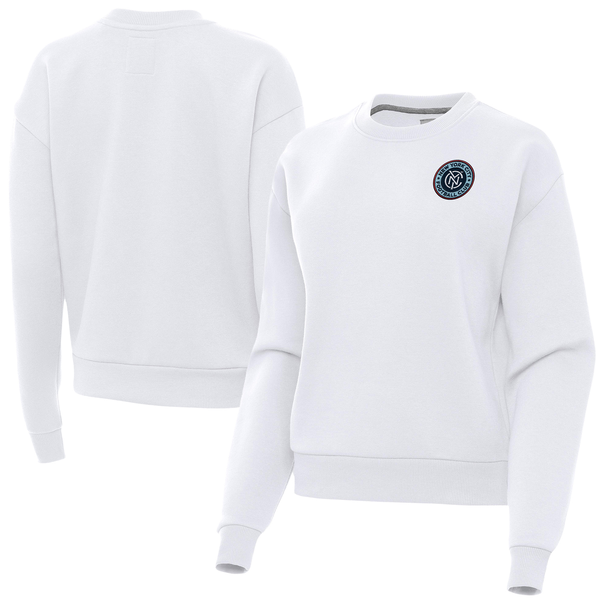 Women’s Antigua White New York City FC Victory Pullover Sweatshirt Women’s Antigua White New York City FC Victory Pullover Sweatshirt
