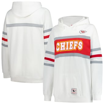 Women's Mitchell & Ness White Kansas City Chiefs Plus Size Head Coach Throwback Pullover Hoodie