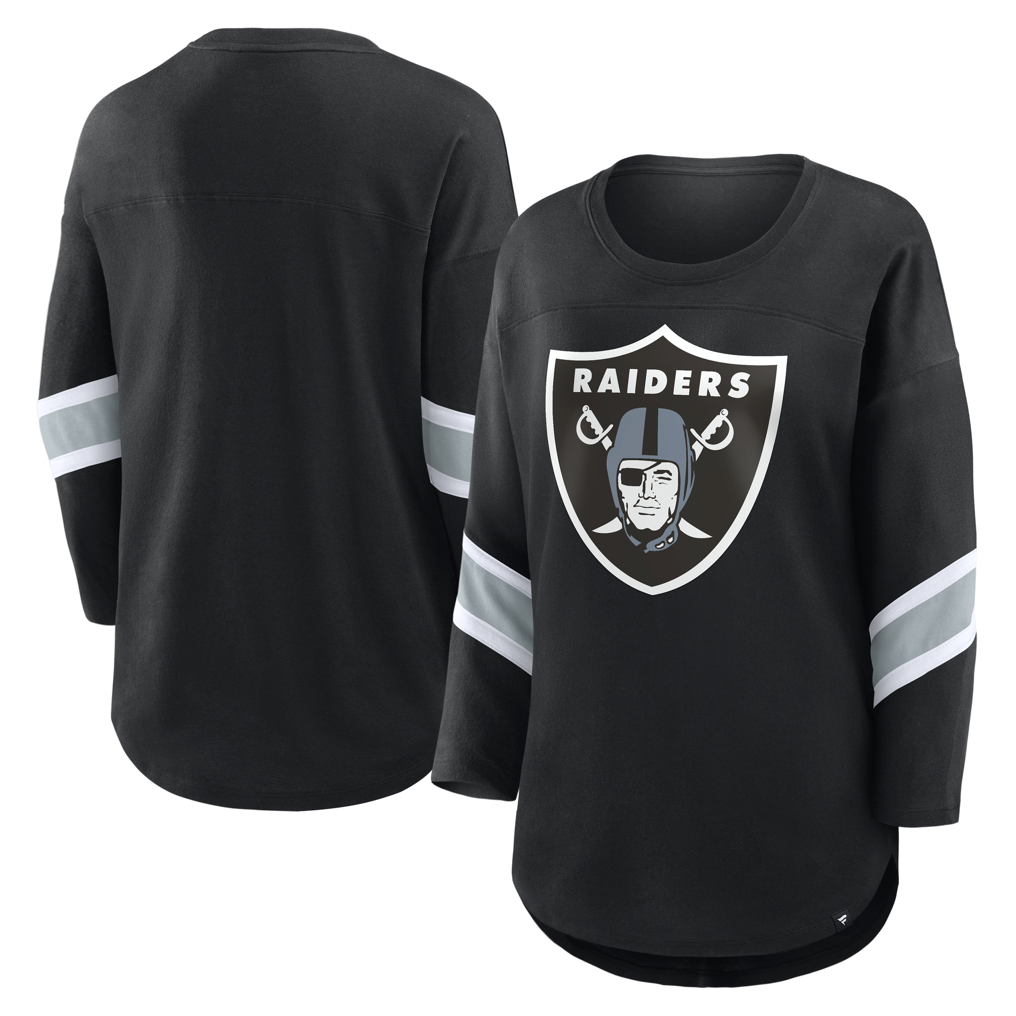 Women's Fanatics Black Las Vegas Raiders Plus Size Redzone 3/4-Sleeve Scoop Neck T-Shirt