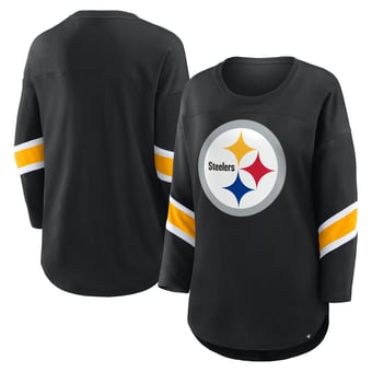 Women's Fanatics Black Pittsburgh Steelers Plus Size Redzone 3/4-Sleeve Scoop Neck T-Shirt