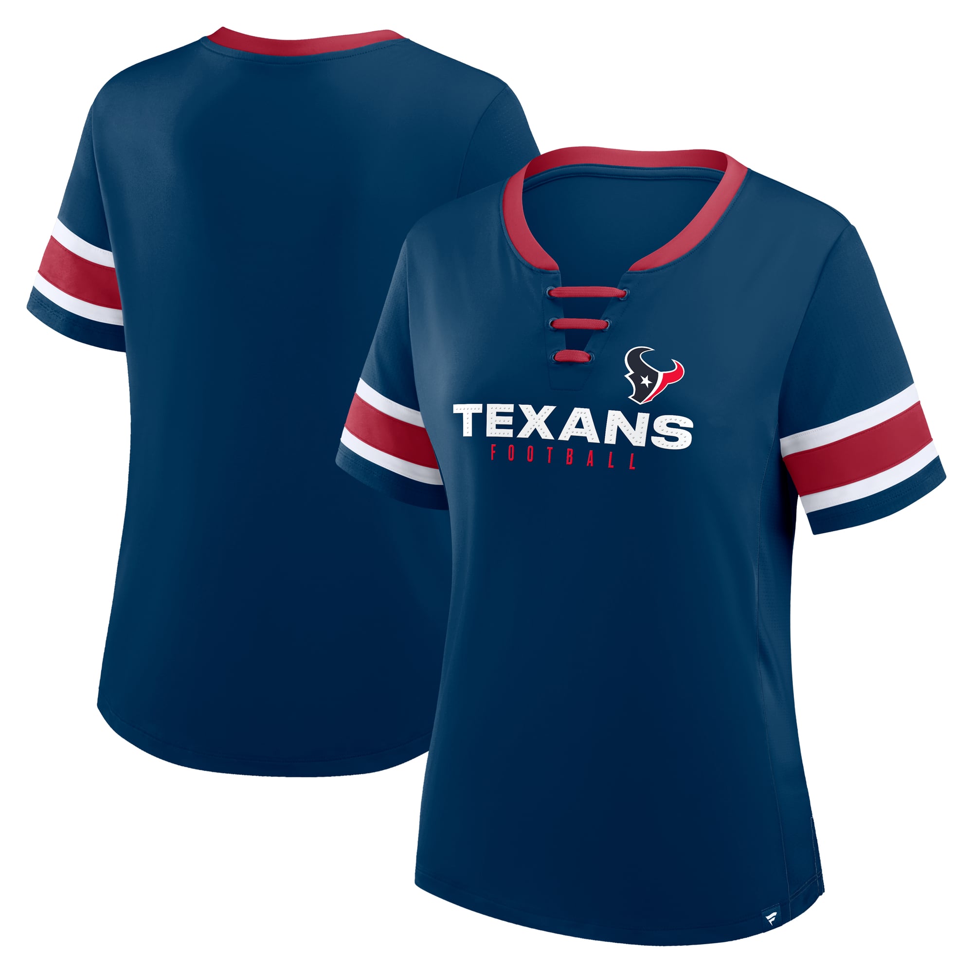 Women’s Fanatics Navy Houston Texans Plus Size Red Zone Athena Lace-Up V-Notch Neck T-Shirt Women’s Fanatics Navy Houston Texans Plus Size Red Zone Athena Lace-Up V-Notch Neck T-Shirt