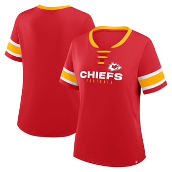 Women's Fanatics Red Kansas City Chiefs Plus Size Red Zone Athena Lace-Up V-Notch Neck T-Shirt