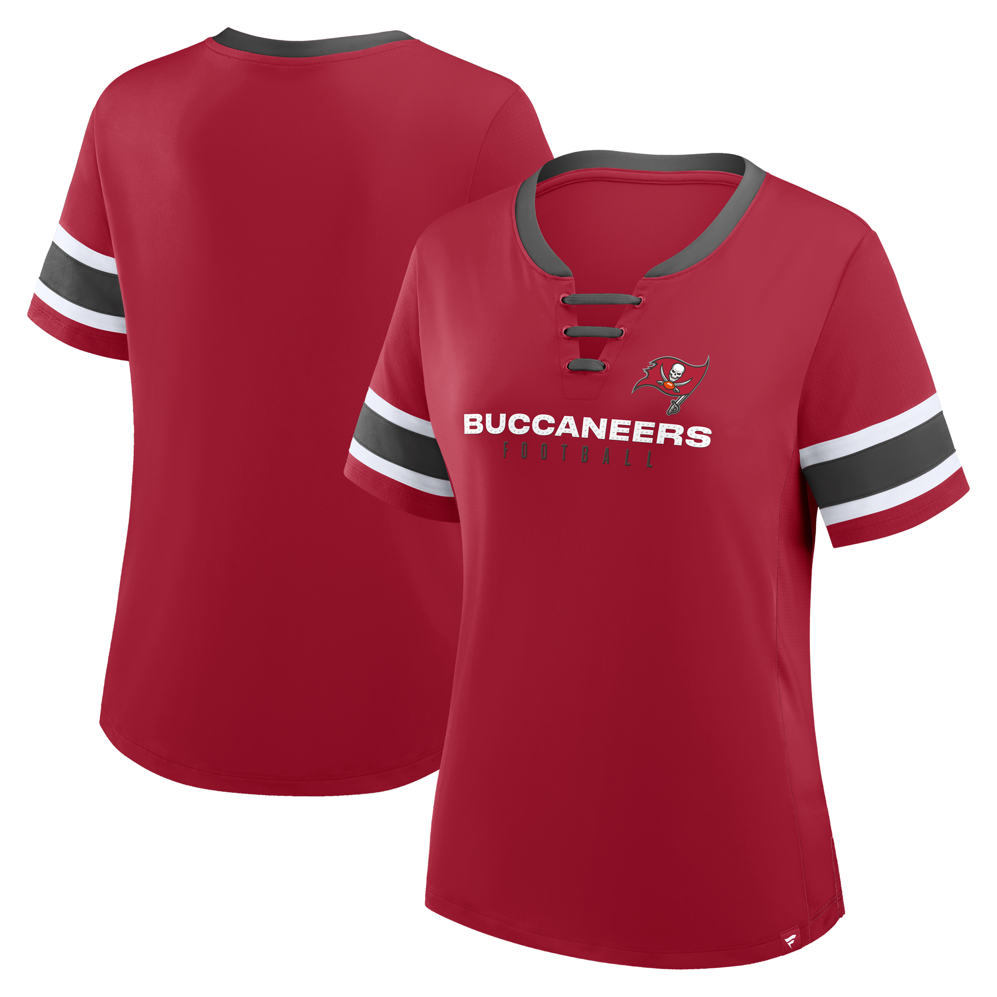 Women's Fanatics Red Tampa Bay Buccaneers Plus Size Red Zone Athena Lace-Up V-Notch Neck T-Shirt