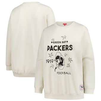 Women's Mitchell & Ness Cream Green Bay Packers Plus Size Shooting Star Sweatshirt