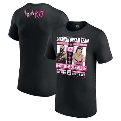 Men's Black Kevin Owens & Bret Hart Canadian Dream Team T-Shirt