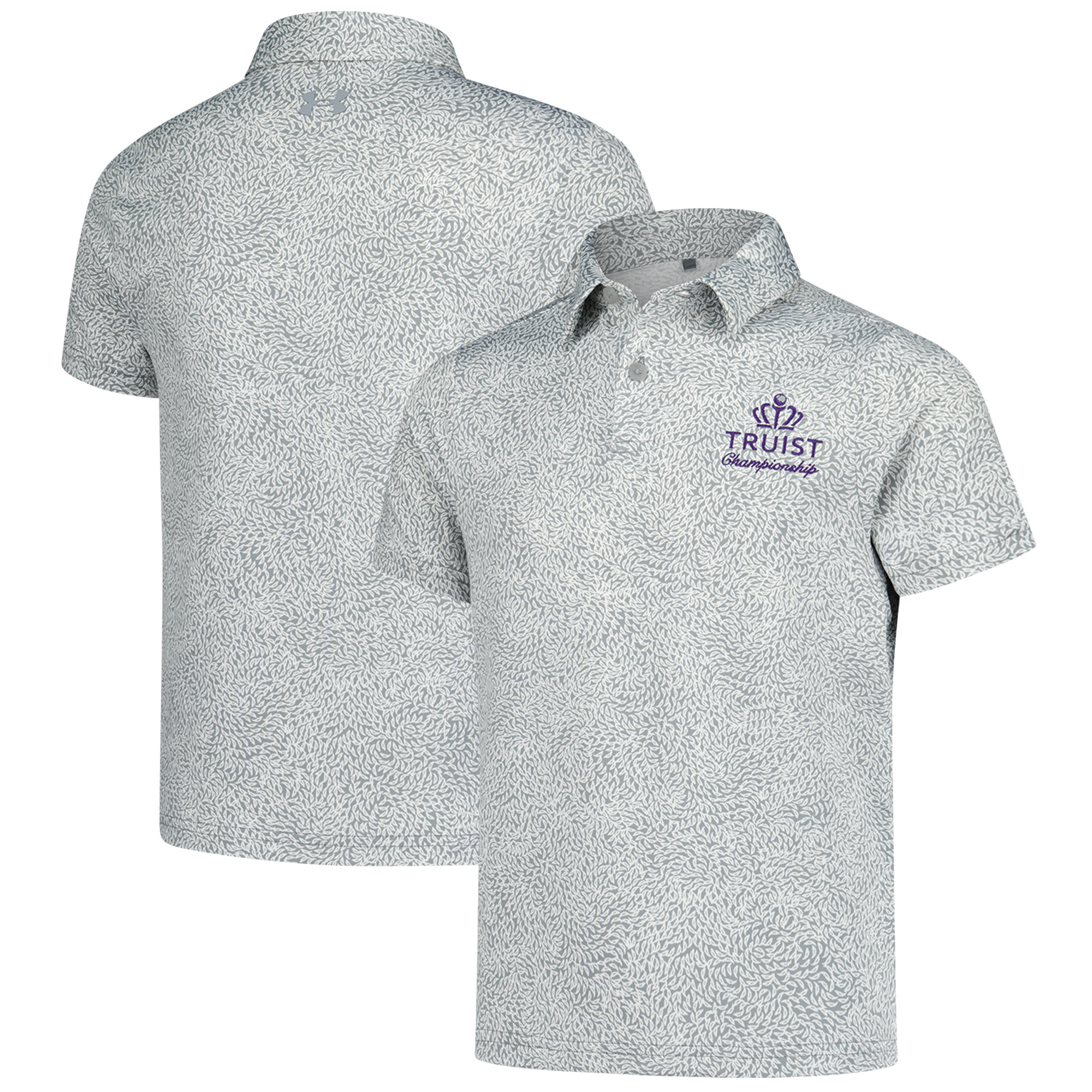 Boys Youth Under Armour Gray Truist Championship Blade Print Polo Boys Youth Under Armour Gray Truist Championship Blade Print Polo