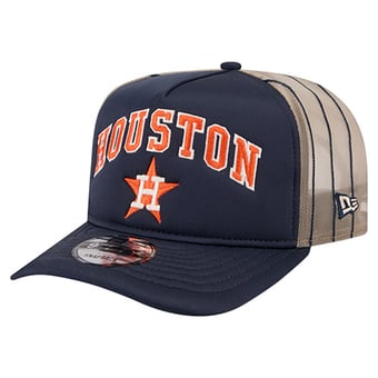 Men's New Era Navy Houston Astros Vintage Arched Foam Front 9FIFTY A-Frame Adjustable Trucker Hat