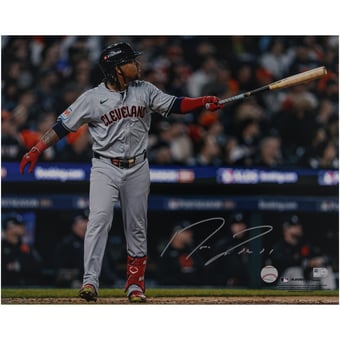 Jose Ramirez Cleveland Guardians Autographed 16" x 20" Home Run Celebration Photograph