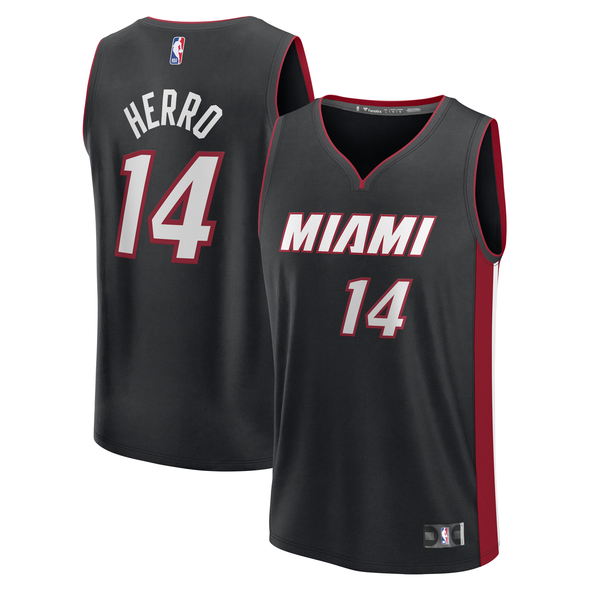 Men's Fanatics Tyler Herro Black Miami Heat Fast Break Replica Player Jersey - Icon Edition