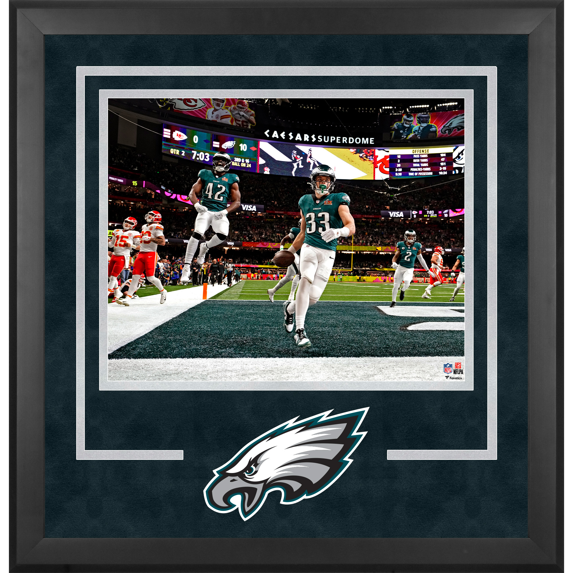 Cooper DeJean Philadelphia Eagles Super Bowl LIX Champions Deluxe Framed 16" x 20" Pick Six vs. Kansas City Chiefs Photograph