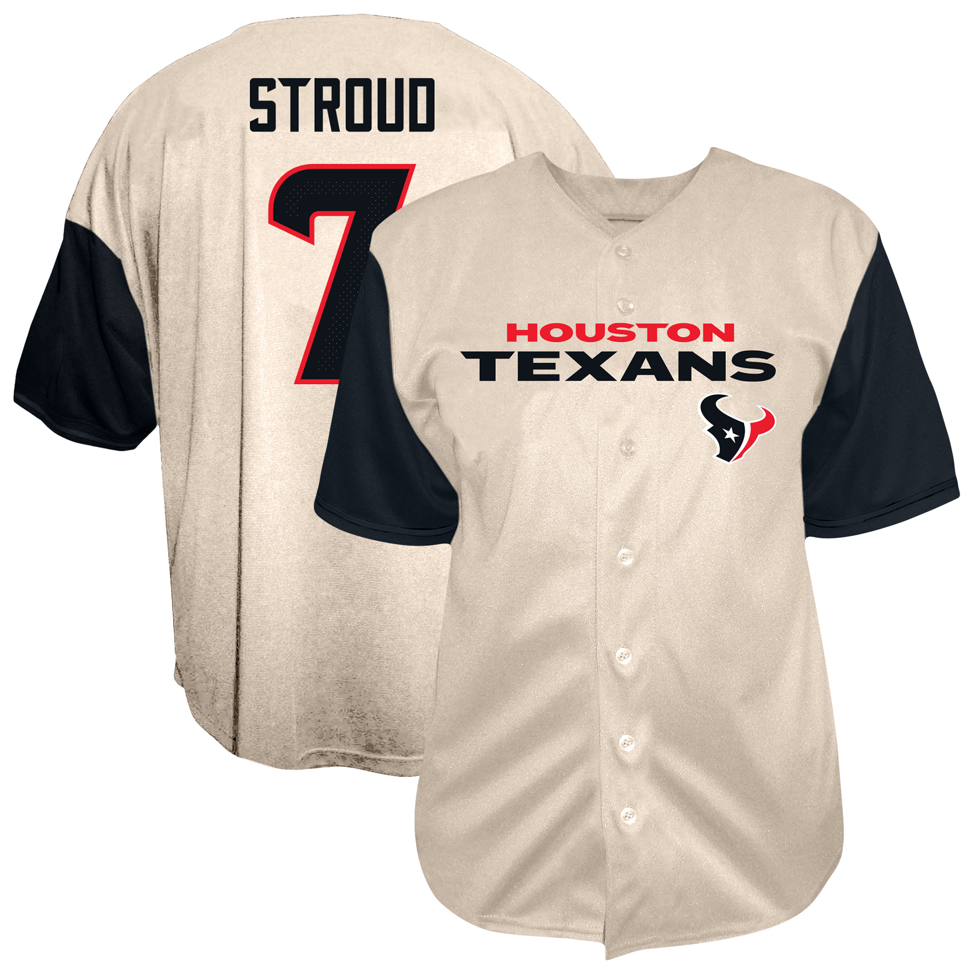 Men’s Fanatics C.J. Stroud Cream Houston Texans Big & Tall Baseball Button-Up Shirt Men’s Fanatics C.J. Stroud Cream Houston Texans Big & Tall Baseball Button-Up Shirt