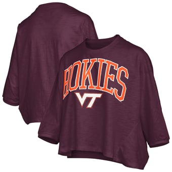 Women's Pressbox  Maroon Virginia Tech Hokies Midi Arch Over Logo Oversized T-Shirt