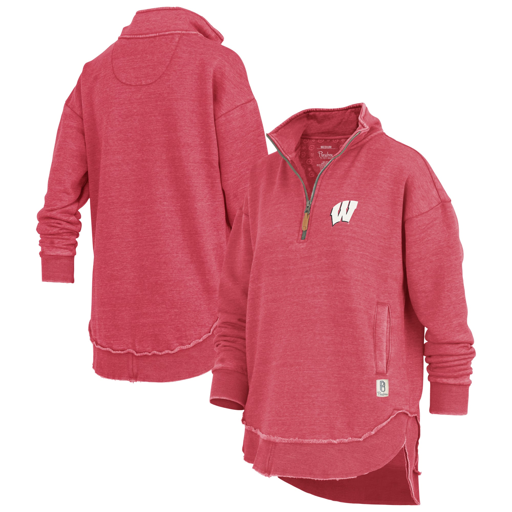 Women's Pressbox Red Wisconsin Badgers Northfork Sojourn Poncho Quarter-Zip Sweatshirt