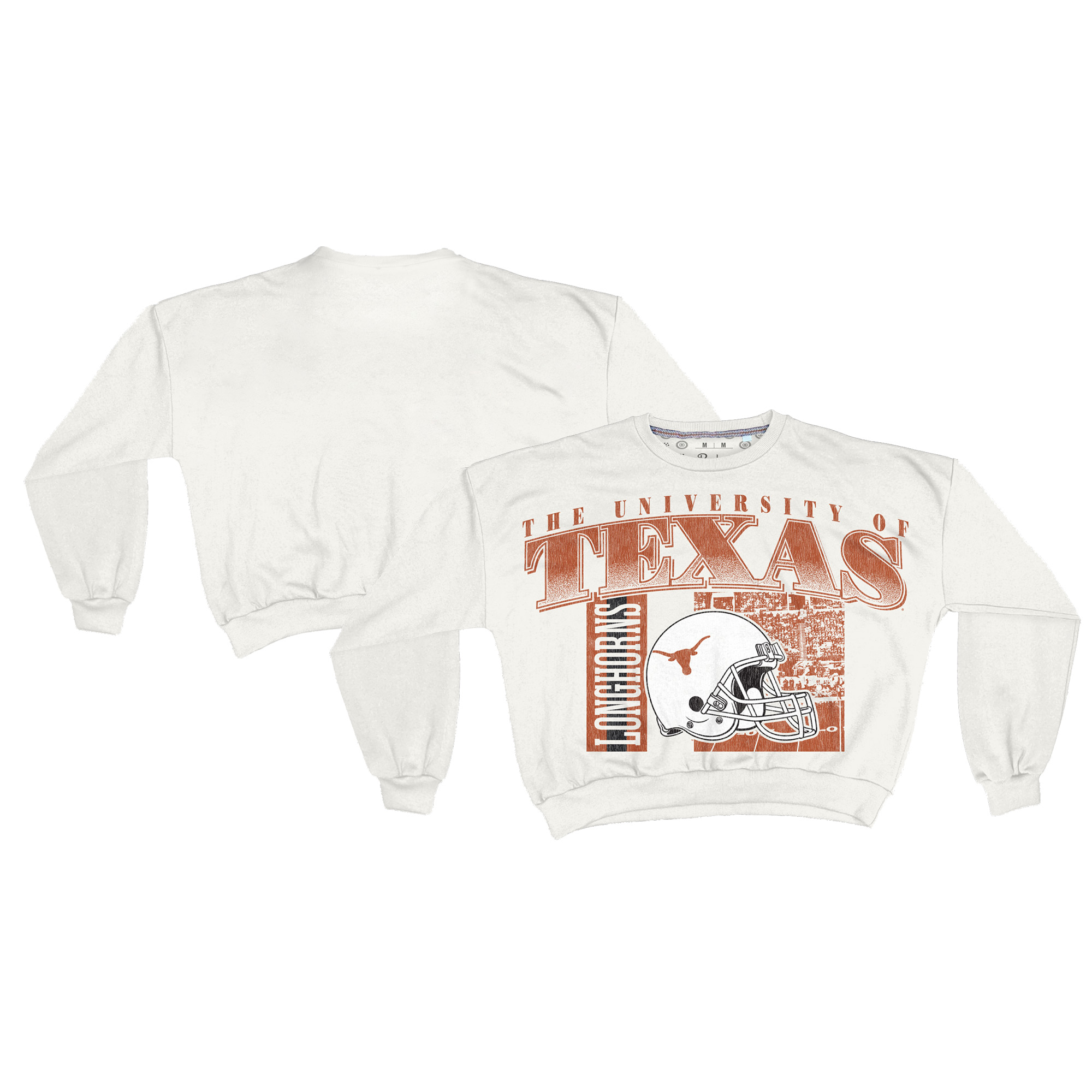Women’s Pressbox White Texas Longhorns Oversized Janice Retro Waist-Length Sweatshirt