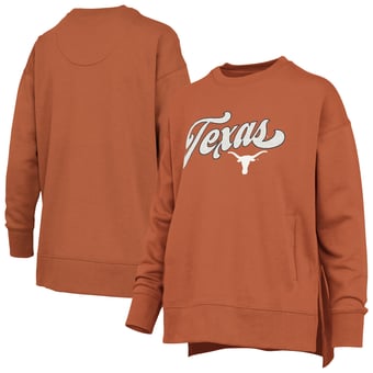 Women's Pressbox Burnt Orange Texas Longhorns Bonanza Chenille Harper Script Sweatshirt