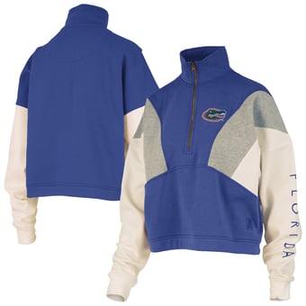 Women's Pressbox  Royal Florida Gators Ferrara Color Block Quarter-Zip Sweatshirt