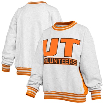 Women's Pressbox Heather Gray/Tennessee Orange Tennessee Volunteers Endzone Crewneck Sweatshirt