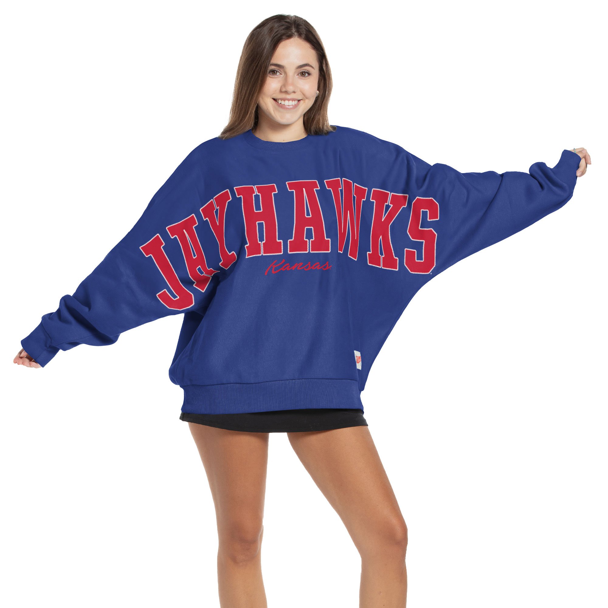 Women’s Pressbox Royal Kansas Jayhawks Flannigan Oversized Dolman Pullover Sweatshirt Women’s Pressbox Royal Kansas Jayhawks Flannigan Oversized Dolman Pullover Sweatshirt
