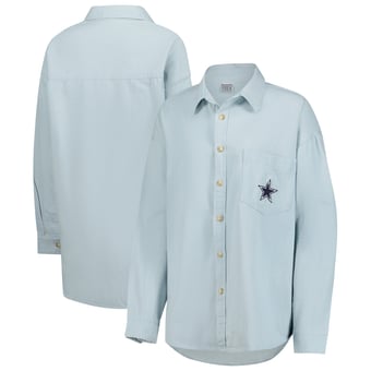 Women's  Light Blue Dallas Cowboys 90s Denim Button-Up Shirt