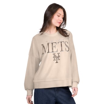 Women's G-III 4Her by Carl Banks Sand New York Mets Oversized Vet II Sweatshirt