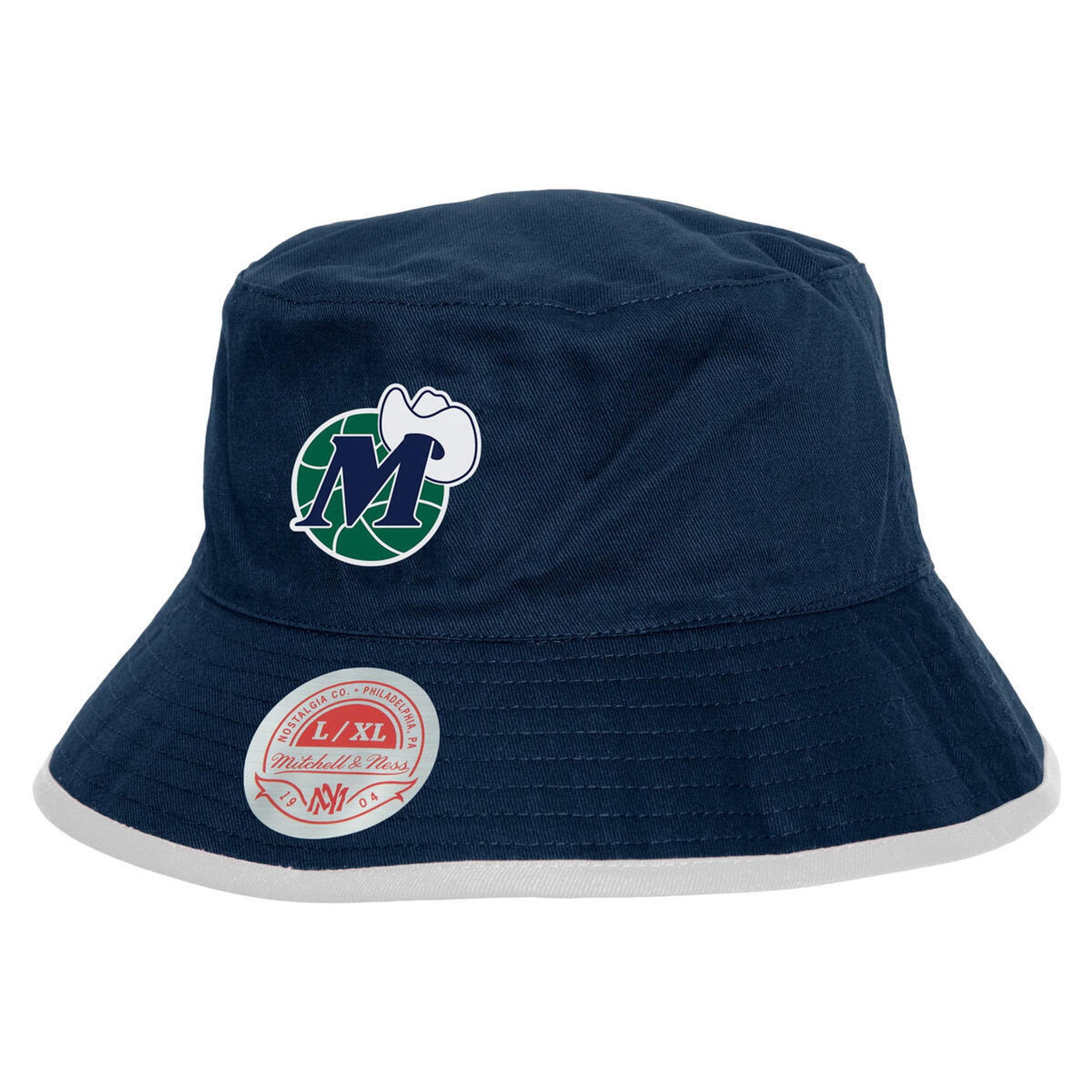 Men's Mitchell & Ness Navy Dallas Mavericks Flip It Reversible Bucket Hat
