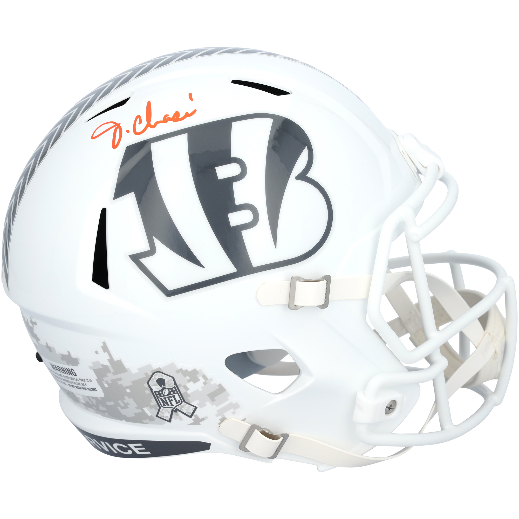 Ja'Marr Chase Cincinnati Bengals Autographed Riddell 2024 Salute To Service Speed Replica Helmet
