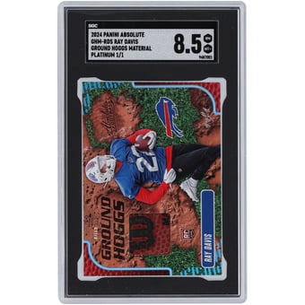 Ray Davis Buffalo Bills 2024 Panini Absolute Platinum Ground Hoggs Wilson Logo Football Relic #GHM-RDS #1/1 SGC Authenticated 8.5 Rookie Card