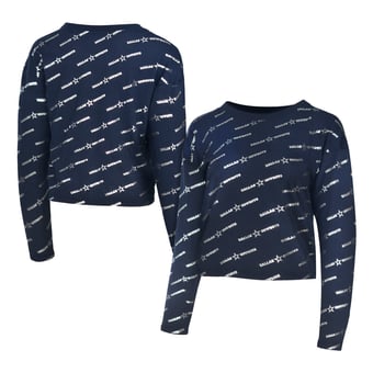 Women's Lauren James  Navy Dallas Cowboys Foil Long Sleeve T-Shirt