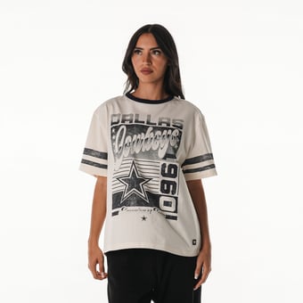 Women's The Wild Collective  Cream Dallas Cowboys Vintage Drop Shoulder Oversized Boyfriend T-Shirt