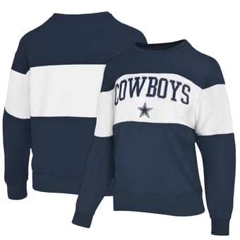 Women's Lauren James Navy Dallas Cowboys Bling Colorblock Terry Sweatshirt
