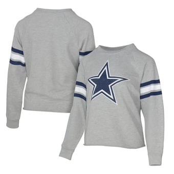 Women's Lauren James Gray Dallas Cowboys Raglan Terry Sweatshirt