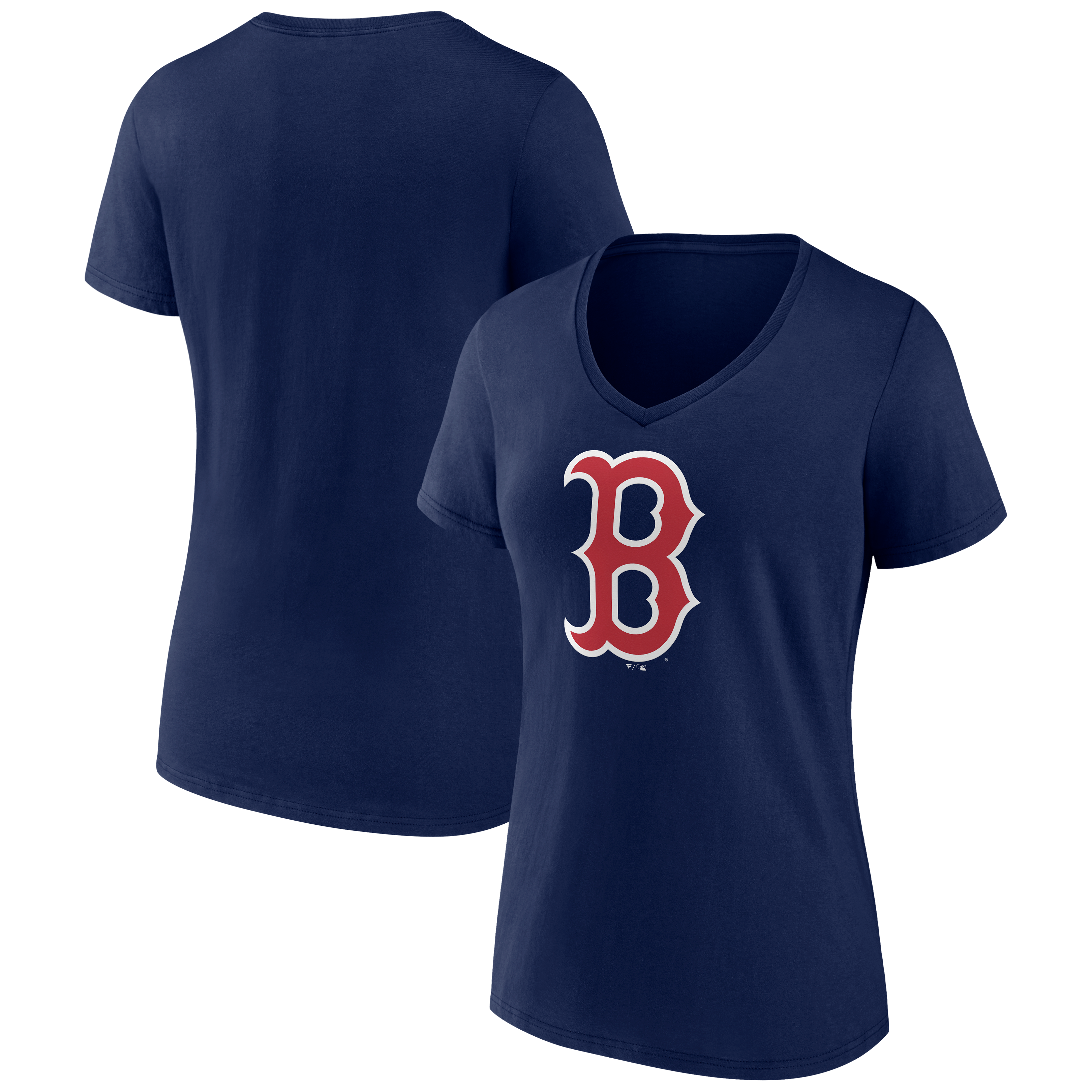 Women's Navy Boston Red Sox Logo V-Neck T-Shirt
