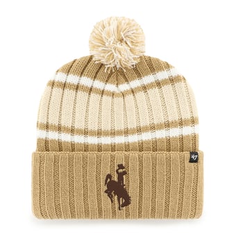Men's '47 Khaki Wyoming Cowboys Plateau Cuffed Knit Hat with Pom