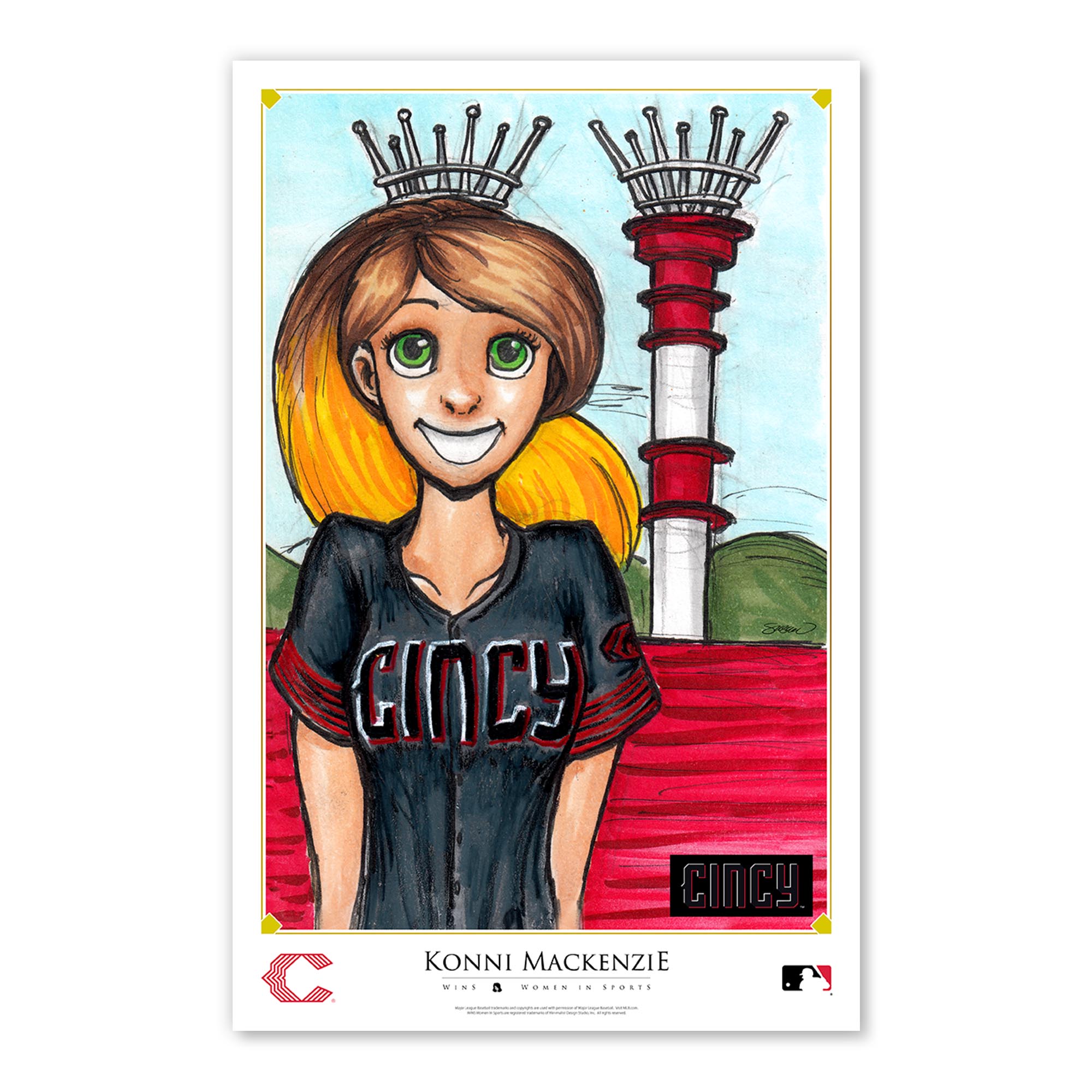 Cincinnati Reds 11" x 17" Konni Mackenzie Women In Sports Poster