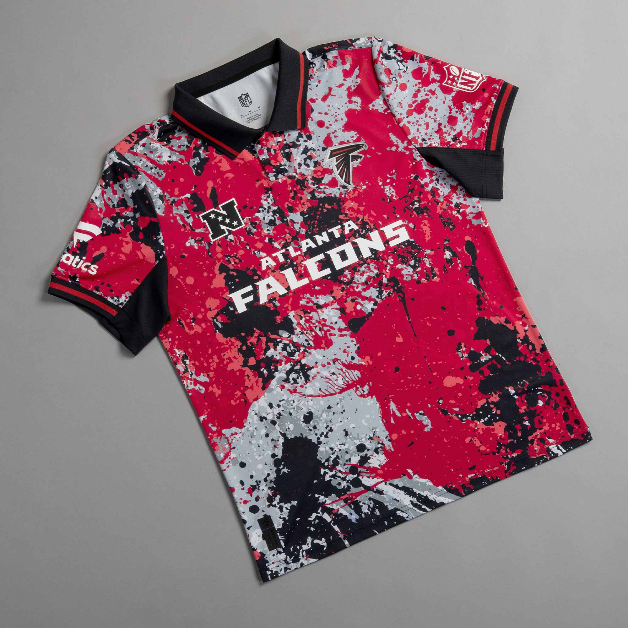Men's Fanatics Black Atlanta Falcons NFL Football x Football Collared Fan Top
